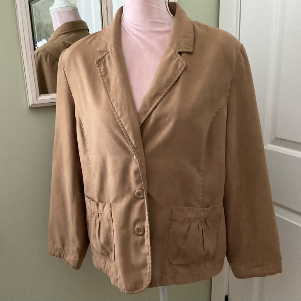 JESSICA, FAUX CAMEL SUEDE JACKET, SIZE 16